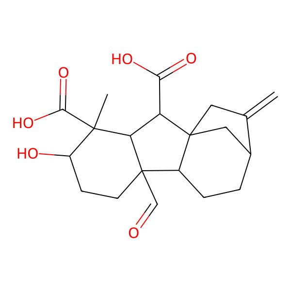 2D Structure of 8-Formyl-5-hydroxy-4-methyl-13-methylidenetetracyclo[10.2.1.01,9.03,8]pentadecane-2,4-dicarboxylic acid