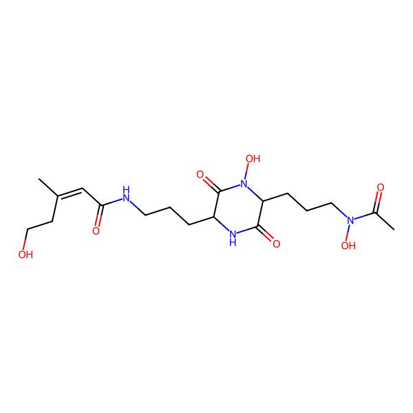 2D Structure of N-[3-[5-[3-[acetyl(hydroxy)amino]propyl]-4-hydroxy-3,6-dioxopiperazin-2-yl]propyl]-5-hydroxy-3-methylpent-2-enamide