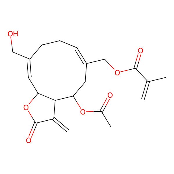 2D Structure of [4-Acetyloxy-10-(hydroxymethyl)-3-methylidene-2-oxo-3a,4,5,8,9,11a-hexahydrocyclodeca[b]furan-6-yl]methyl 2-methylprop-2-enoate