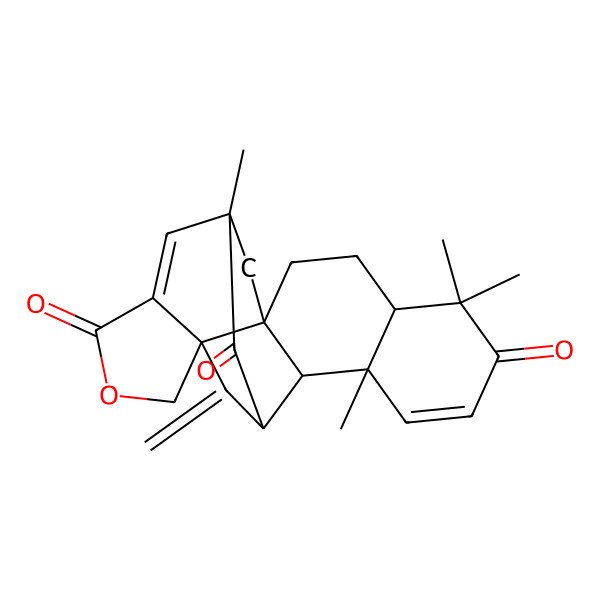 2D Structure of 3,7,7,13-Tetramethyl-20-methylidene-17-oxahexacyclo[11.7.1.02,11.03,8.011,19.015,19]henicosa-4,14-diene-6,16,21-trione