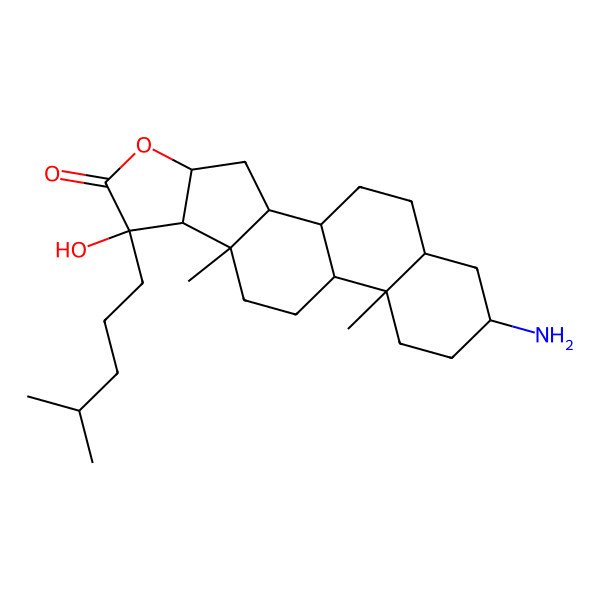 2D Structure of (1R,2S,4S,7S,8R,9S,12S,13S,16S)-16-amino-7-hydroxy-9,13-dimethyl-7-(4-methylpentyl)-5-oxapentacyclo[10.8.0.02,9.04,8.013,18]icosan-6-one