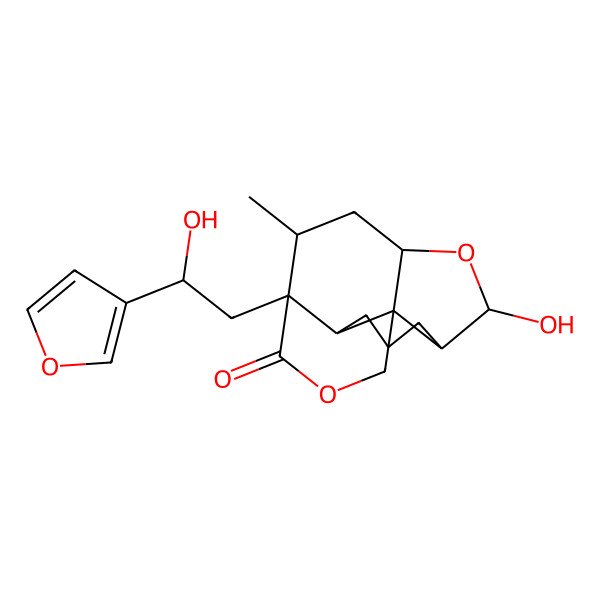 2D Structure of (1S,2S,6S,7S,9R,11R,12R)-12-[(2S)-2-(furan-3-yl)-2-hydroxyethyl]-7-hydroxy-11-methyl-8,14-dioxatetracyclo[7.6.0.01,6.02,12]pentadecan-13-one