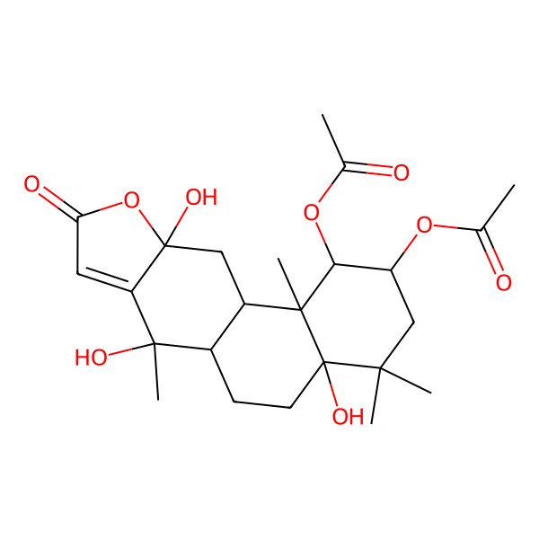 2D Structure of (1-Acetyloxy-4a,7,10a-trihydroxy-4,4,7,11b-tetramethyl-9-oxo-1,2,3,5,6,6a,11,11a-octahydronaphtho[2,1-f][1]benzofuran-2-yl) acetate