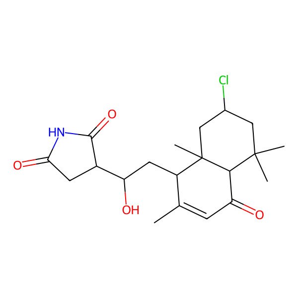 2D Structure of 3-[2-(7-chloro-2,5,5,8a-tetramethyl-4-oxo-4a,6,7,8-tetrahydro-1H-naphthalen-1-yl)-1-hydroxyethyl]pyrrolidine-2,5-dione