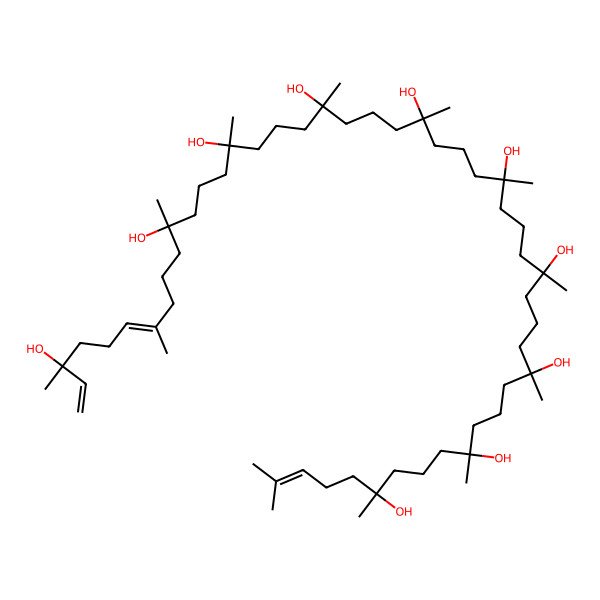 2D Structure of (3S,6E,11S,15S,19S,23S,27S,31S,35S,39S,43S)-3,7,11,15,19,23,27,31,35,39,43,47-dodecamethyloctatetraconta-1,6,46-triene-3,11,15,19,23,27,31,35,39,43-decol