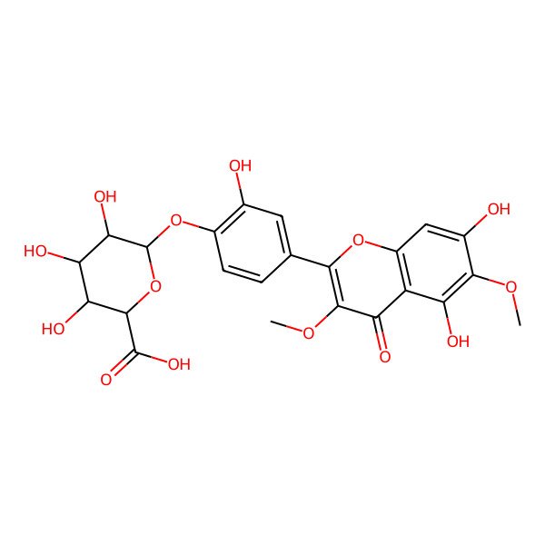 2D Structure of 6-[4-(5,7-Dihydroxy-3,6-dimethoxy-4-oxochromen-2-yl)-2-hydroxyphenoxy]-3,4,5-trihydroxyoxane-2-carboxylic acid