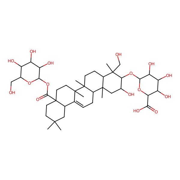 2D Structure of 3beta-(beta-D-Glucopyranuronosyloxy)-28-(beta-D-glucopyranosyloxy)-2beta,23-dihydroxyolean-12-en-28-one