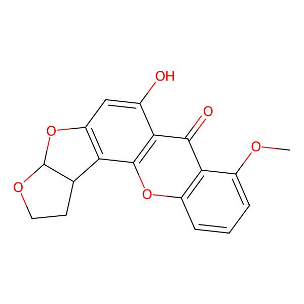 2D Structure of (3S,7R)-11-hydroxy-15-methoxy-6,8,20-trioxapentacyclo[10.8.0.02,9.03,7.014,19]icosa-1(12),2(9),10,14(19),15,17-hexaen-13-one
