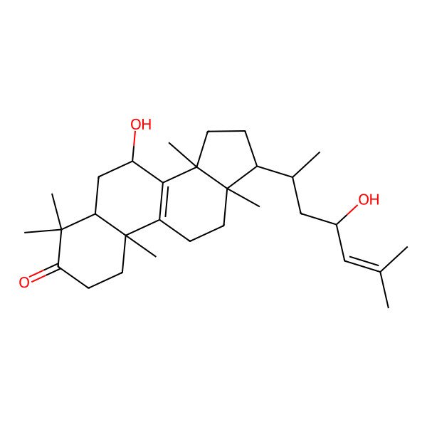 2D Structure of 7-Hydroxy-17-(4-hydroxy-6-methylhept-5-en-2-yl)-4,4,10,13,14-pentamethyl-1,2,5,6,7,11,12,15,16,17-decahydrocyclopenta[a]phenanthren-3-one