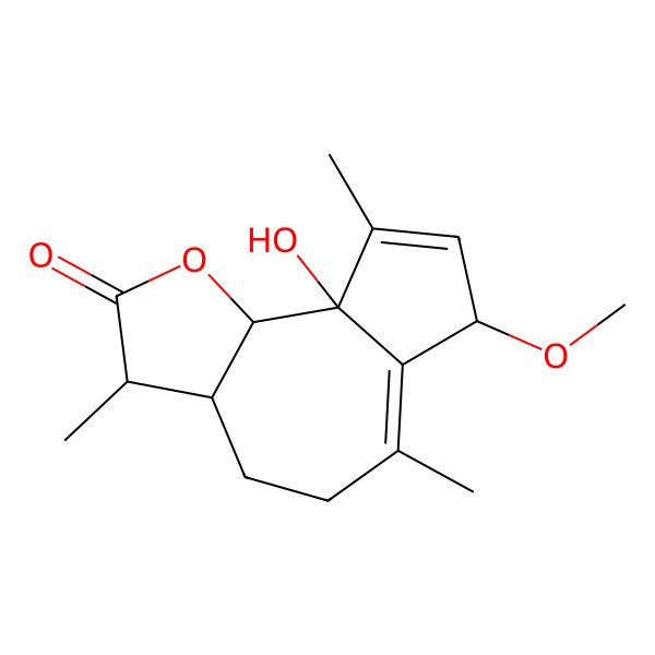 2D Structure of (3R,3aS,7S,9aR,9bS)-9a-hydroxy-7-methoxy-3,6,9-trimethyl-3,3a,4,5,7,9b-hexahydroazuleno[4,5-b]furan-2-one