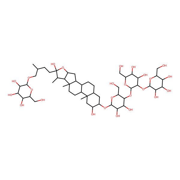 2D Structure of (2R,3R,4S,5S,6R)-2-[(2R)-4-[(1R,2S,4S,6R,7S,8R,9S,12S,13S,15R,16R,18S)-16-[(2R,3R,4R,5R,6R)-5-[(2S,3R,4S,5S,6R)-4,5-dihydroxy-6-(hydroxymethyl)-3-[(2S,3R,4S,5R,6R)-3,4,5-trihydroxy-6-(hydroxymethyl)oxan-2-yl]oxyoxan-2-yl]oxy-3,4-dihydroxy-6-(hydroxymethyl)oxan-2-yl]oxy-6,15-dihydroxy-7,9,13-trimethyl-5-oxapentacyclo[10.8.0.02,9.04,8.013,18]icosan-6-yl]-2-methylbutoxy]-6-(hydroxymethyl)oxane-3,4,5-triol