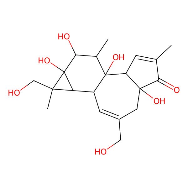 2D Structure of 1,6,13,14-Tetrahydroxy-8,12-bis(hydroxymethyl)-4,12,15-trimethyltetracyclo[8.5.0.02,6.011,13]pentadeca-3,8-dien-5-one