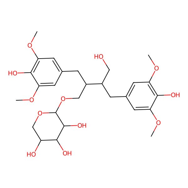 2D Structure of (2R,3R,4S,5R)-2-[(2R,3R)-4-hydroxy-2,3-bis[(4-hydroxy-3,5-dimethoxyphenyl)methyl]butoxy]oxane-3,4,5-triol