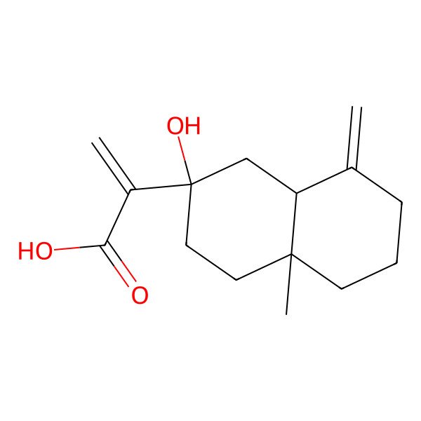 2D Structure of 2-[(2S,4aR,8aS)-2-hydroxy-4a-methyl-8-methylidene-3,4,5,6,7,8a-hexahydro-1H-naphthalen-2-yl]prop-2-enoic acid