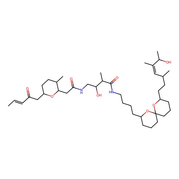 2D Structure of (2S,3R)-3-hydroxy-N-[4-[(2S,6S,8R)-2-[(E,3S,6S)-6-hydroxy-3,5-dimethylhept-4-enyl]-1,7-dioxaspiro[5.5]undecan-8-yl]butyl]-2-methyl-4-[[2-[(2S,3S,6R)-3-methyl-6-[(E)-2-oxopent-3-enyl]oxan-2-yl]acetyl]amino]butanamide