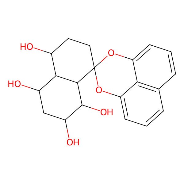 2D Structure of spiro[2,3,4,4a,5,6,7,8a-octahydro-1H-naphthalene-8,3'-2,4-dioxatricyclo[7.3.1.05,13]trideca-1(12),5,7,9(13),10-pentaene]-1,2,4,5-tetrol