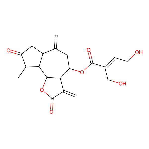 2D Structure of (9-Methyl-3,6-dimethylidene-2,8-dioxo-3a,4,5,6a,7,9,9a,9b-octahydroazuleno[4,5-b]furan-4-yl) 4-hydroxy-2-(hydroxymethyl)but-2-enoate