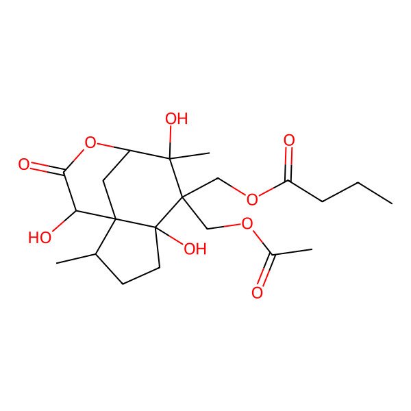 2D Structure of [(1S,2R,5R,6R,7R,8R,11R)-6-(acetyloxymethyl)-5,7,11-trihydroxy-2,7-dimethyl-10-oxo-9-oxatricyclo[6.3.1.01,5]dodecan-6-yl]methyl butanoate
