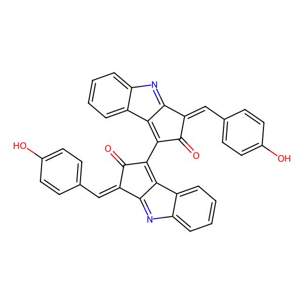 2D Structure of 3,3'-Bis((Z)-4-hydroxybenzylidene)-[1,1'-bi(cyclopenta[b]indole)]-2,2'(3H,3'H)-dione