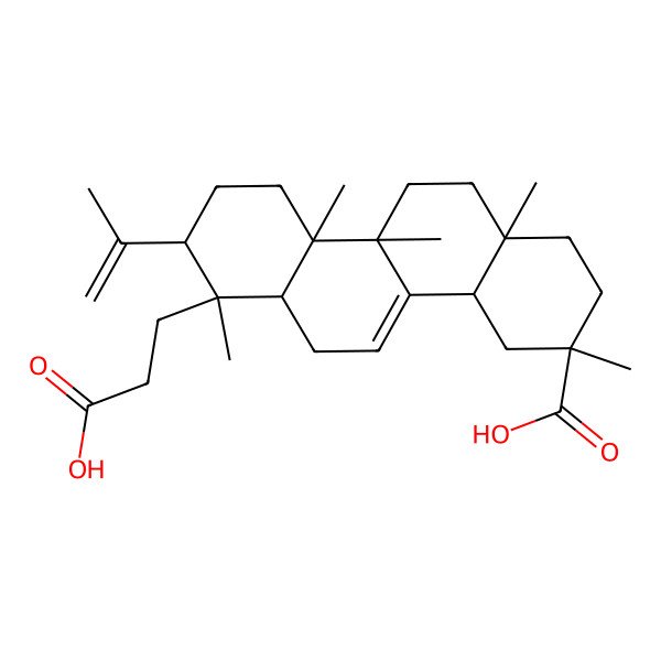 2D Structure of 7-(2-carboxyethyl)-3,7,10a,10b,12a-pentamethyl-8-prop-1-en-2-yl-2,4,4a,6,6a,8,9,10,11,12-decahydro-1H-chrysene-3-carboxylic acid