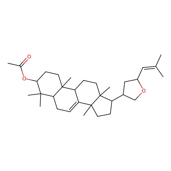 2D Structure of [(3S,5R,9R,10R,13S,14S,17S)-4,4,10,13,14-pentamethyl-17-[(3S,5R)-5-(2-methylprop-1-enyl)oxolan-3-yl]-2,3,5,6,9,11,12,15,16,17-decahydro-1H-cyclopenta[a]phenanthren-3-yl] acetate