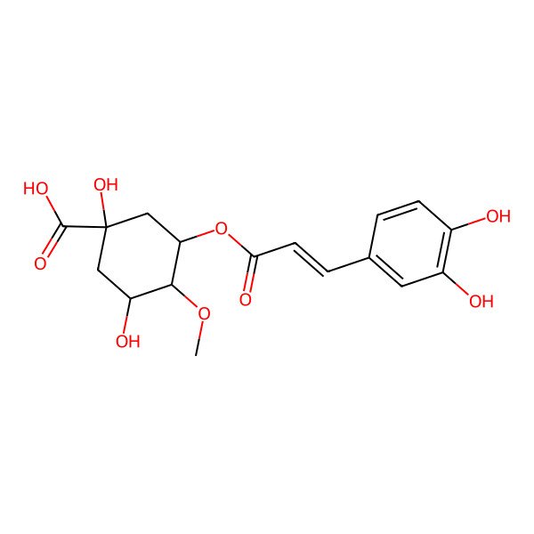 2D Structure of (1S,3R,4R,5R)-3-[(E)-3-(3,4-dihydroxyphenyl)prop-2-enoyl]oxy-1,5-dihydroxy-4-methoxycyclohexane-1-carboxylic acid