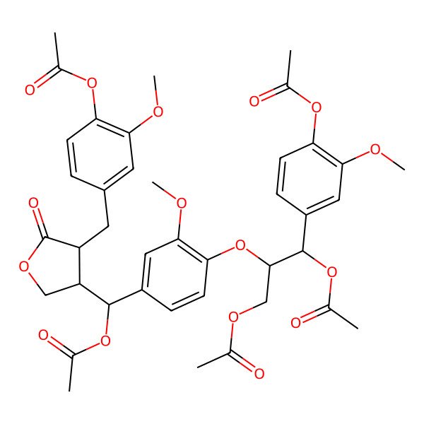 2D Structure of [3-Acetyloxy-2-[4-[acetyloxy-[4-[(4-acetyloxy-3-methoxyphenyl)methyl]-5-oxooxolan-3-yl]methyl]-2-methoxyphenoxy]-3-(4-acetyloxy-3-methoxyphenyl)propyl] acetate