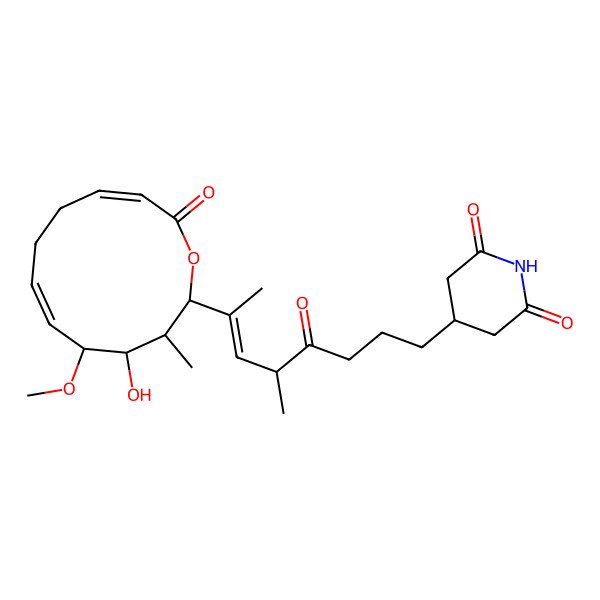 2D Structure of 4-[(E,5S)-7-[(2S,3R,4S,5S,6E,10E)-4-hydroxy-5-methoxy-3-methyl-12-oxo-1-oxacyclododeca-6,10-dien-2-yl]-5-methyl-4-oxooct-6-enyl]piperidine-2,6-dione