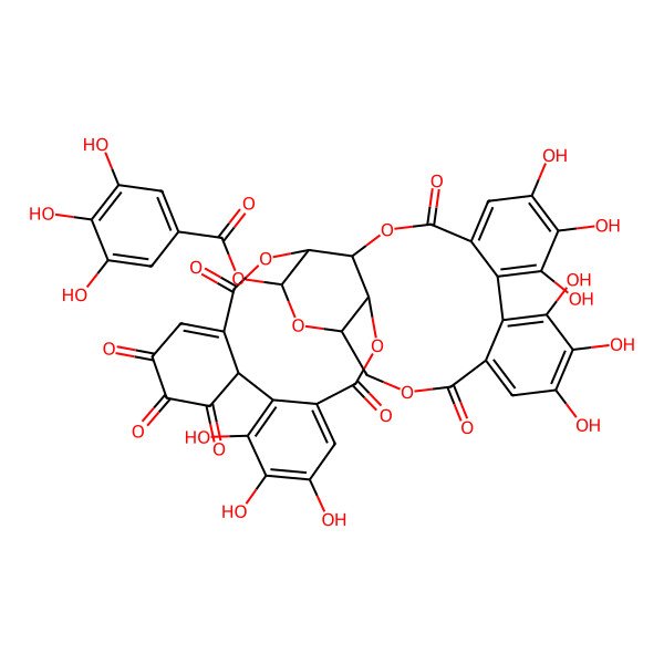 2D Structure of [(1R,3S,4R,12R,21R,22S)-14,15,16,27,28,29,32,33,34-nonahydroxy-6,9,10,11,19,24,37-heptaoxo-2,5,20,23,38-pentaoxaheptacyclo[19.18.0.04,22.07,12.013,18.025,30.031,36]nonatriaconta-7,13,15,17,25,27,29,31,33,35-decaen-3-yl] 3,4,5-trihydroxybenzoate