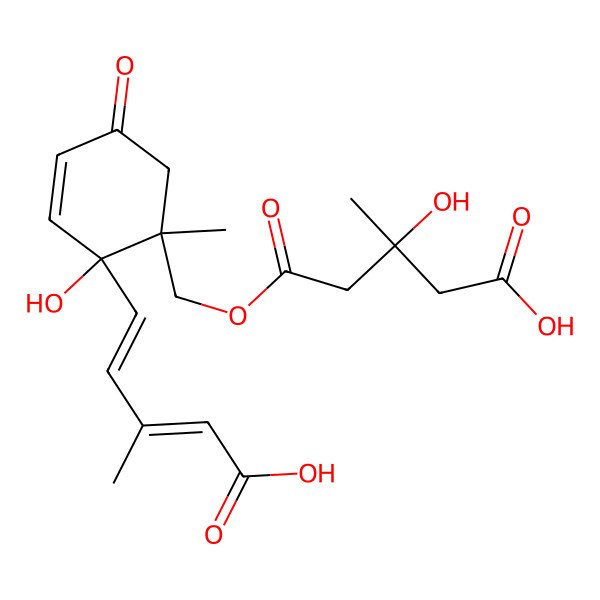 2D Structure of 5-[[2-(4-Carboxy-3-methylbuta-1,3-dienyl)-2-hydroxy-1-methyl-5-oxocyclohex-3-en-1-yl]methoxy]-3-hydroxy-3-methyl-5-oxopentanoic acid