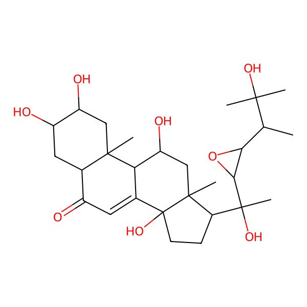 2D Structure of (2S,3R,5R,9R,10R,11R,13R,14S,17S)-2,3,11,14-tetrahydroxy-17-[(1R)-1-hydroxy-1-[(2R,3R)-3-(3-hydroxy-3-methylbutan-2-yl)oxiran-2-yl]ethyl]-10,13-dimethyl-2,3,4,5,9,11,12,15,16,17-decahydro-1H-cyclopenta[a]phenanthren-6-one