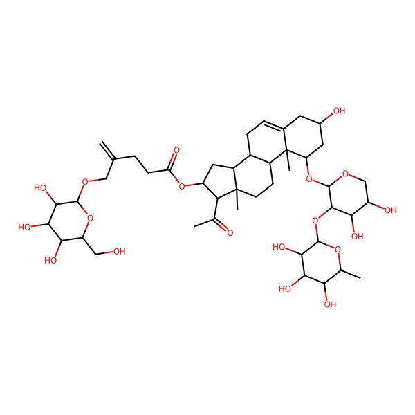 2D Structure of [17-acetyl-1-[4,5-dihydroxy-3-(3,4,5-trihydroxy-6-methyloxan-2-yl)oxyoxan-2-yl]oxy-3-hydroxy-10,13-dimethyl-2,3,4,7,8,9,11,12,14,15,16,17-dodecahydro-1H-cyclopenta[a]phenanthren-16-yl] 4-[[3,4,5-trihydroxy-6-(hydroxymethyl)oxan-2-yl]oxymethyl]pent-4-enoate