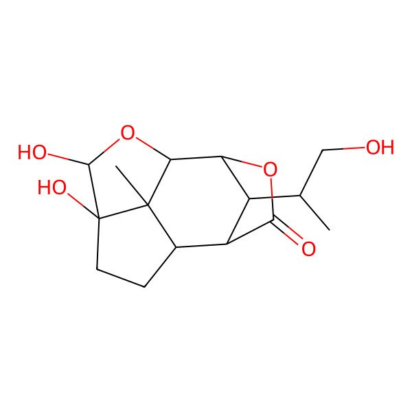 2D Structure of (1S,3R,4R,7S,8S,11S,12S,13S)-3,4-dihydroxy-13-[(2R)-1-hydroxypropan-2-yl]-12-methyl-2,10-dioxatetracyclo[5.4.1.18,11.04,12]tridecan-9-one