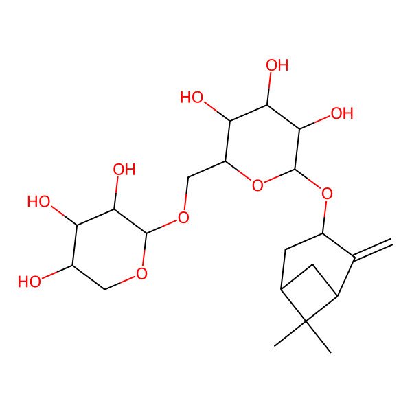 2D Structure of 2-[(6,6-Dimethyl-2-methylidene-3-bicyclo[3.1.1]heptanyl)oxy]-6-[(3,4,5-trihydroxyoxan-2-yl)oxymethyl]oxane-3,4,5-triol