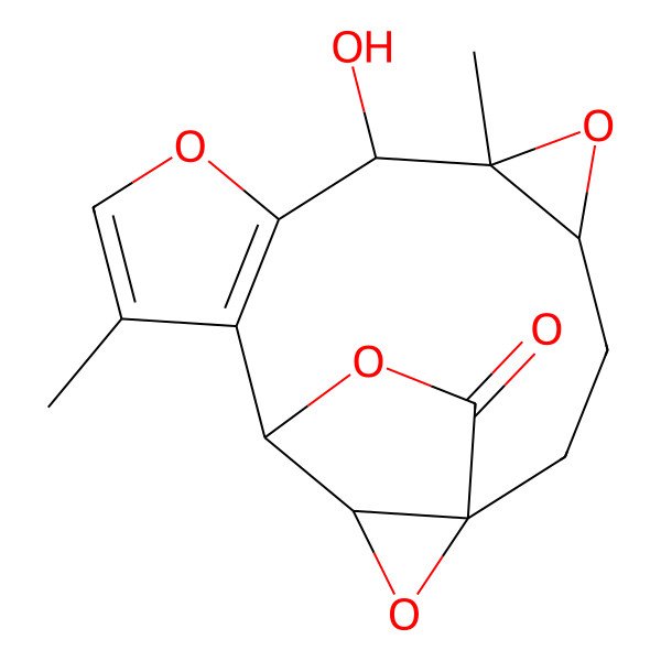 2D Structure of (1S,6S,7S,13S,14S)-7-hydroxy-6,11-dimethyl-5,9,15,17-tetraoxapentacyclo[11.2.2.01,14.04,6.08,12]heptadeca-8(12),10-dien-16-one