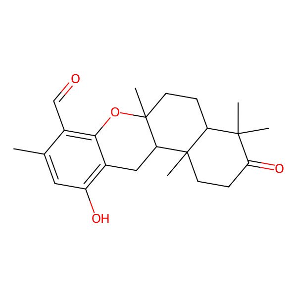 2D Structure of 11-hydroxy-4,4,6a,9,12b-pentamethyl-3-oxo-2,4a,5,6,12,12a-hexahydro-1H-benzo[a]xanthene-8-carbaldehyde