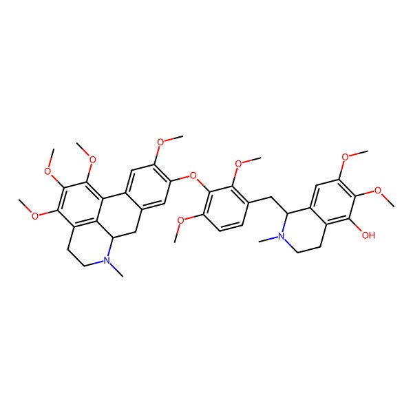 2D Structure of (1S)-1-[[3-[[(6aR)-1,2,3,10-tetramethoxy-6-methyl-5,6,6a,7-tetrahydro-4H-dibenzo[de,g]quinolin-9-yl]oxy]-2,4-dimethoxyphenyl]methyl]-6,7-dimethoxy-2-methyl-3,4-dihydro-1H-isoquinolin-5-ol