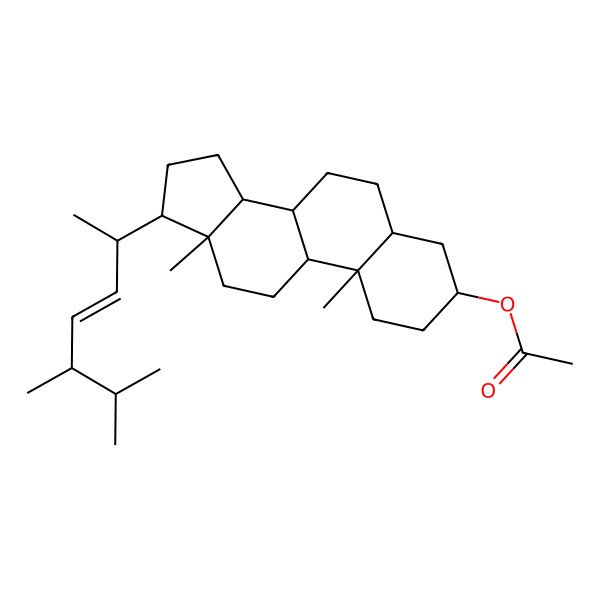 2D Structure of [(3S,5S,8R,9S,10S,13R,14S,17R)-17-[(E,2R,5R)-5,6-dimethylhept-3-en-2-yl]-10,13-dimethyl-2,3,4,5,6,7,8,9,11,12,14,15,16,17-tetradecahydro-1H-cyclopenta[a]phenanthren-3-yl] acetate