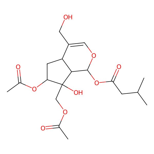 2D Structure of [6-acetyloxy-7-(acetyloxymethyl)-7-hydroxy-4-(hydroxymethyl)-4a,5,6,7a-tetrahydro-1H-cyclopenta[c]pyran-1-yl] 3-methylbutanoate