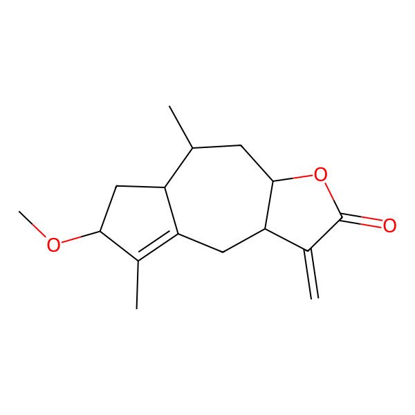 2D Structure of (3aR,5S,5aS,7S,9aR)-7-methoxy-5,8-dimethyl-1-methylidene-3a,4,5,5a,6,7,9,9a-octahydroazuleno[6,5-b]furan-2-one