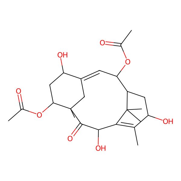 2D Structure of (10-Acetyloxy-2,7,13-trihydroxy-4,14,15,15-tetramethyl-3-oxo-5-tricyclo[9.3.1.14,8]hexadeca-1(14),8-dienyl) acetate