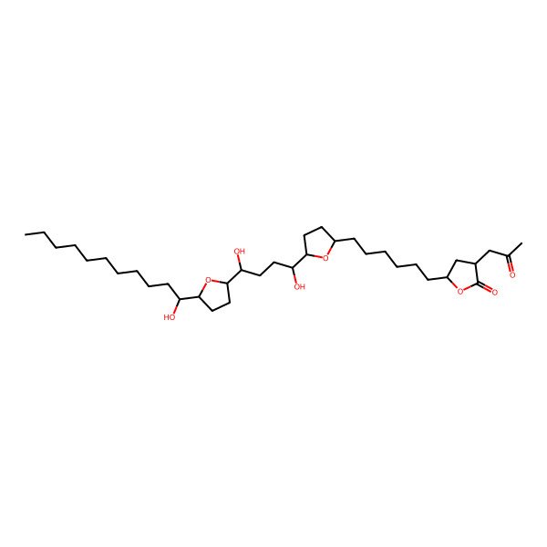 2D Structure of (3S,5R)-5-[6-[(2R,5R)-5-[(1S,4R)-1,4-dihydroxy-4-[(2R,5S)-5-[(1S)-1-hydroxyundecyl]oxolan-2-yl]butyl]oxolan-2-yl]hexyl]-3-(2-oxopropyl)oxolan-2-one