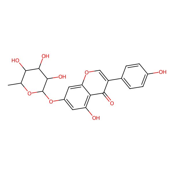 2D Structure of 5-Hydroxy-3-(4-hydroxyphenyl)-7-(((2s,3r,4r,5r,6s)-3,4,5-trihydroxy-6-methyltetrahydro-2h-pyran-2-yl)oxy)-4h-chromen-4-one