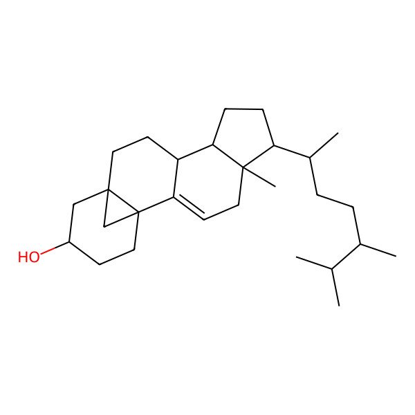 2D Structure of (1R,5R,6R,9S,10S,13S,15S)-6-[(2R,5S)-5,6-dimethylheptan-2-yl]-5-methylpentacyclo[11.4.1.01,13.02,10.05,9]octadec-2-en-15-ol