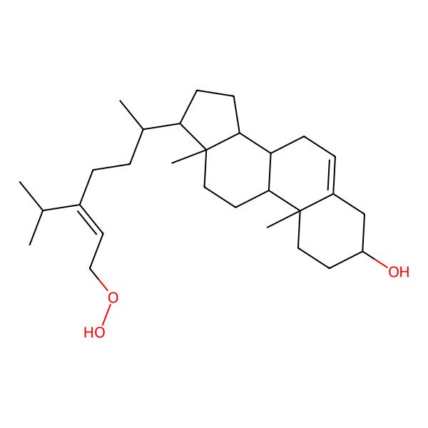 2D Structure of (3S,8S,9S,10R,13R,14S,17R)-17-[(E,2R)-7-hydroperoxy-5-propan-2-ylhept-5-en-2-yl]-10,13-dimethyl-2,3,4,7,8,9,11,12,14,15,16,17-dodecahydro-1H-cyclopenta[a]phenanthren-3-ol