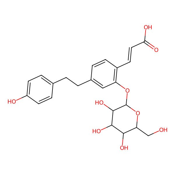2D Structure of 3-[4-[2-(4-Hydroxyphenyl)ethyl]-2-[3,4,5-trihydroxy-6-(hydroxymethyl)oxan-2-yl]oxyphenyl]prop-2-enoic acid