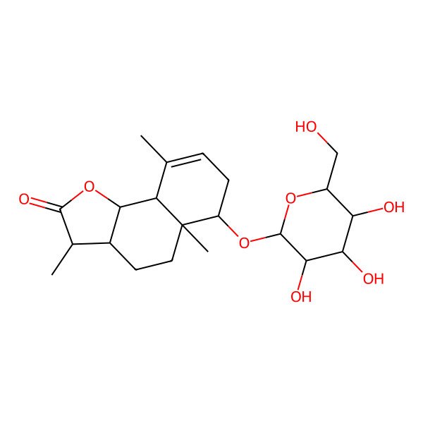 2D Structure of 3,5a,9-Trimethyl-6-[3,4,5-trihydroxy-6-(hydroxymethyl)oxan-2-yl]oxy-3,3a,4,5,6,7,9a,9b-octahydrobenzo[g][1]benzofuran-2-one