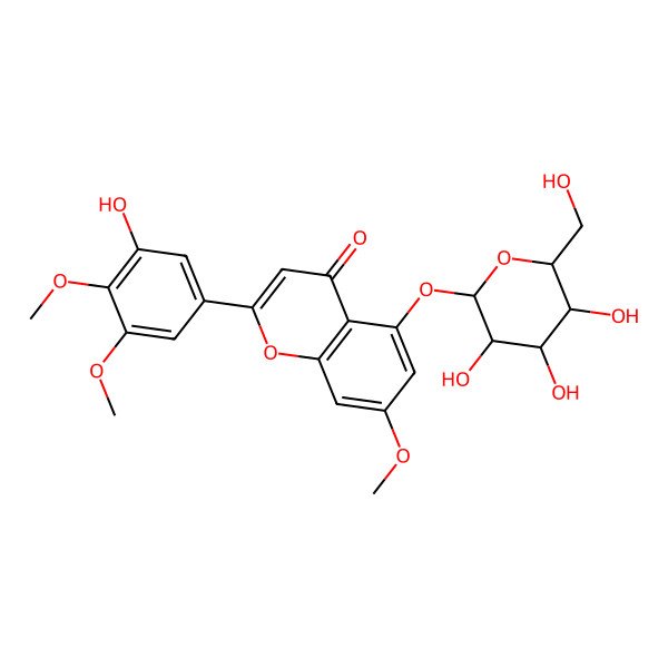 2D Structure of 2-(3-hydroxy-4,5-dimethoxyphenyl)-7-methoxy-5-[(2S,3R,4S,5S,6R)-3,4,5-trihydroxy-6-(hydroxymethyl)oxan-2-yl]oxychromen-4-one