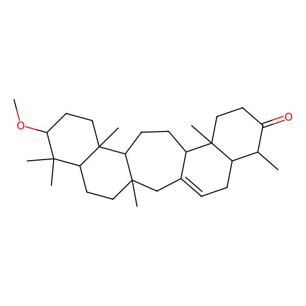 2D Structure of (1S,6S,7S,11S,12S,15S,16R,19S,21R)-19-methoxy-1,7,11,16,20,20-hexamethylpentacyclo[13.8.0.03,12.06,11.016,21]tricos-3-en-8-one
