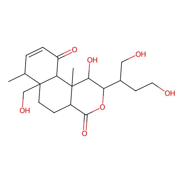 2D Structure of 2-(1,4-dihydroxybutan-2-yl)-1-hydroxy-6a-(hydroxymethyl)-7,10b-dimethyl-2,4a,5,6,7,10a-hexahydro-1H-benzo[f]isochromene-4,10-dione